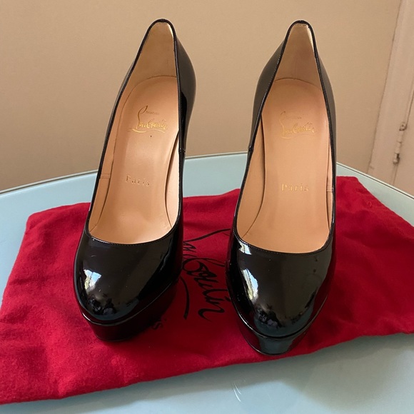 Authentic Christian Louboutin - Black Leather Bianca Platform Pumps Size 36 New - Picture 10 of 16